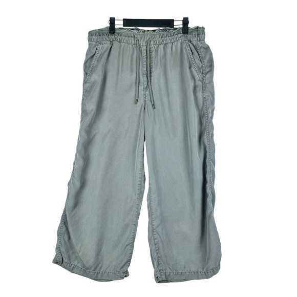 LOFT Emory Wide Leg CROP PANT Size LP Relaxed Loose sage green Soft lyocell - Picture 2 of 7